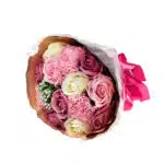 Buchet multicolor 11 trandafiri + 2 garoafe din sapun / CD4449-Roz prafuit - imagine 2