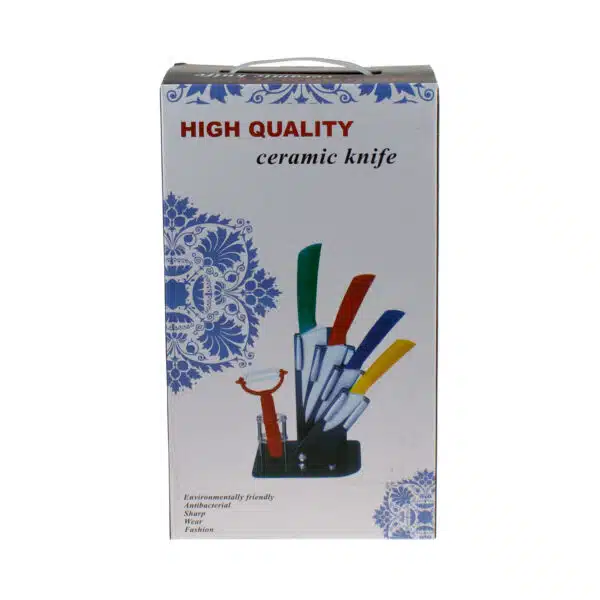 Set cutite bucatarie 4 piese cu lama din Ceramica+suport / CC9966 - imagine 3