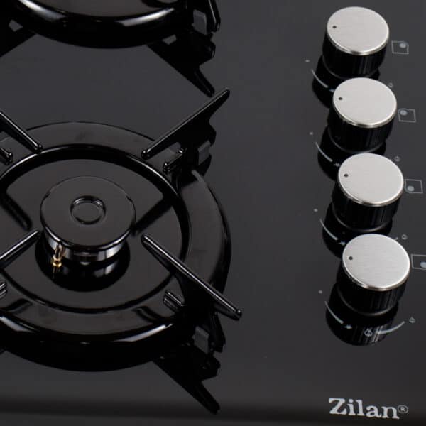 Plita incorporabila, gaz GPL sau natural cu 4 ochiuri, aprindere electrica, sticla, negru / ZLN 0058 - imagine 3