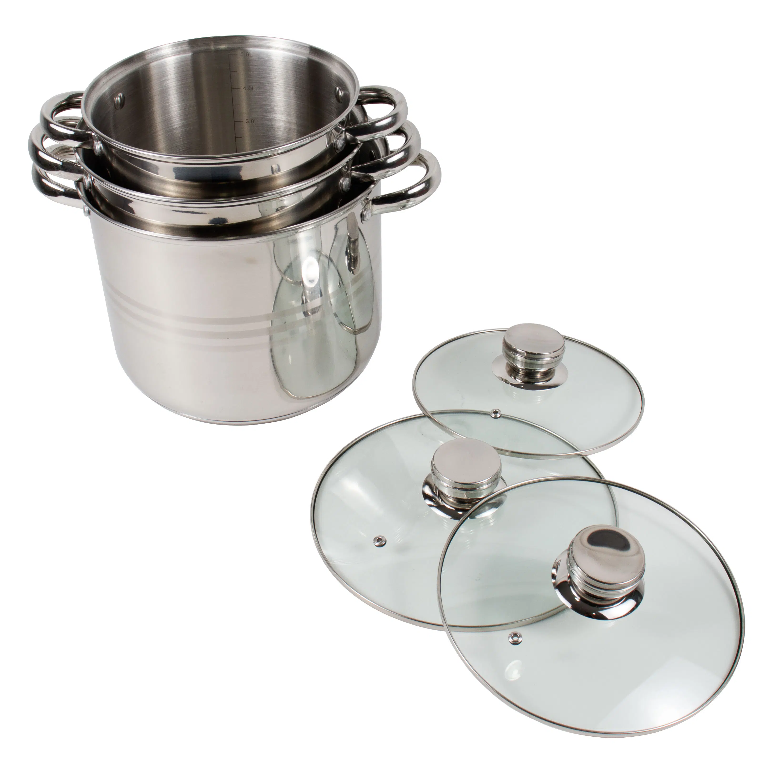 18512470.jpg Set 3 oale cu capace inox, 5L / 6L /8L / ZLN 4045 - imagine 1