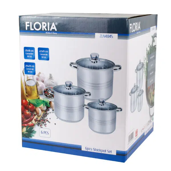 Set 3 oale cu capace inox, 5L / 6L /8L / ZLN 4045 - imagine 3