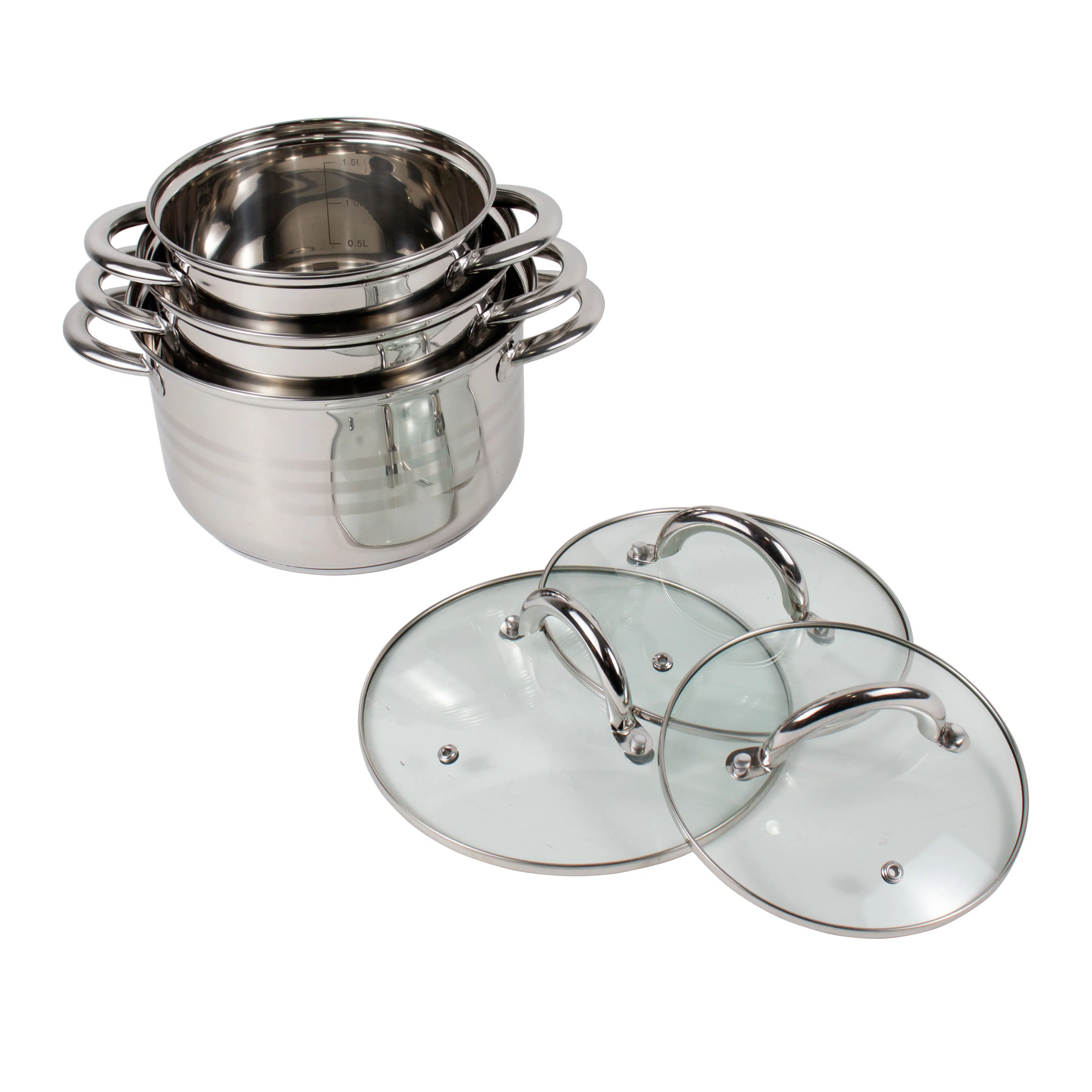 18512864.jpg Set 3 cratite cu capace inox, 1.5L / 2L / 3L / ZLN 4083 - imagine 1