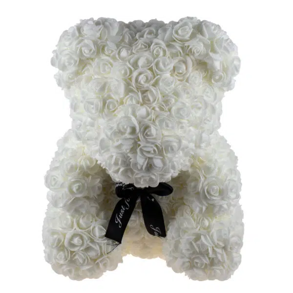 Ursulet din trandafiri de spuma + cutie, 35 cm, alb / CD4084-2_7 - imagine 4