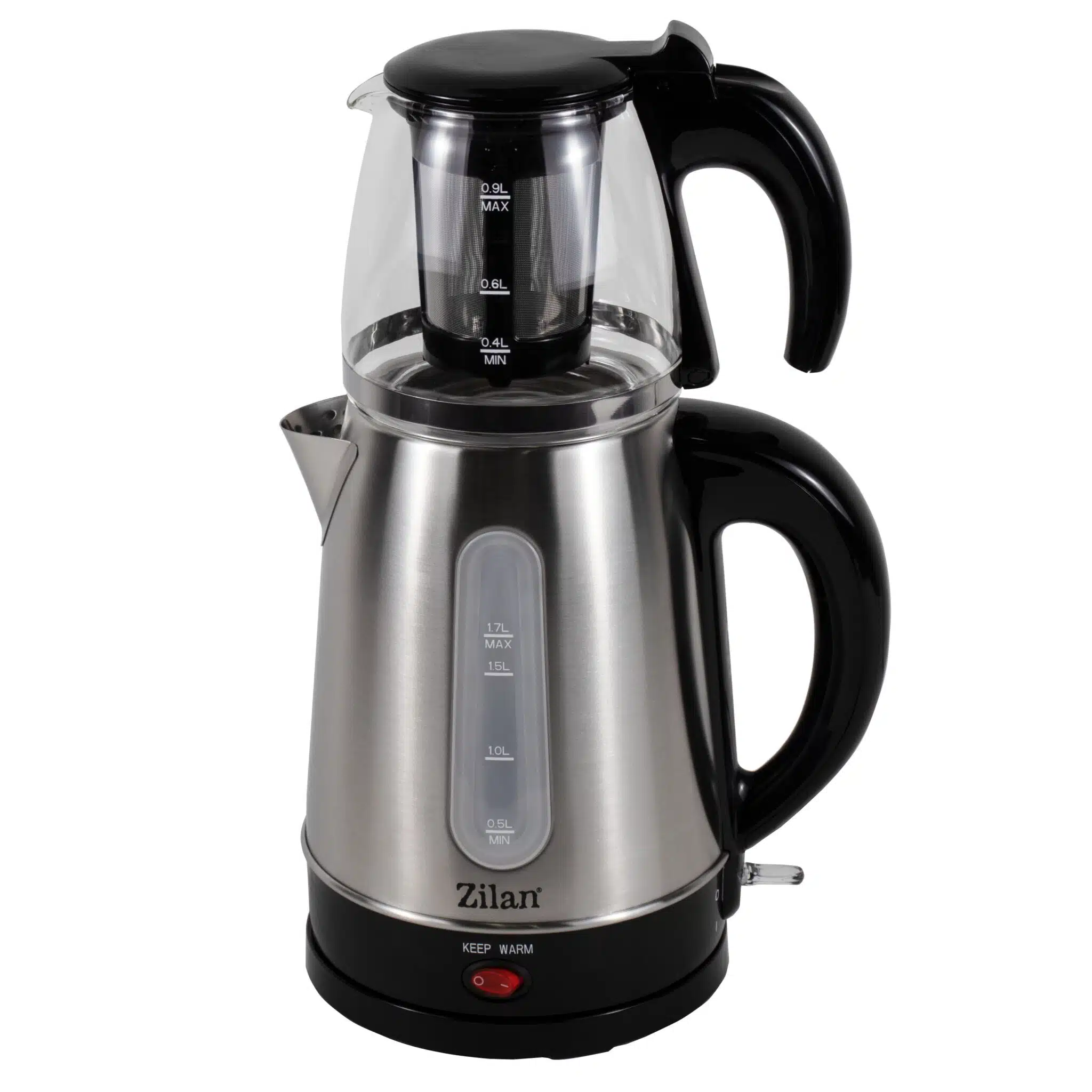 20106251.jpg Set cana fierbator electrica capacitate 1.7l+ ceainic 0.9l, putere 2200W, inox-sticla / ZLN 3581 - imagine 1