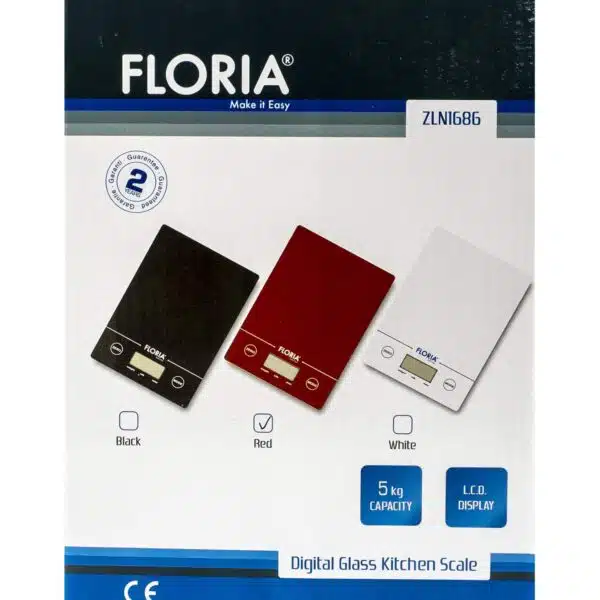 Cantar bucatarie digital, din sticla, 5kg rosu/ ZLN 1686 - imagine 3