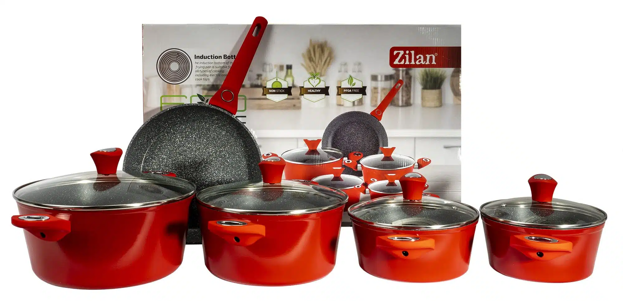 Set oale 9 piese, material aluminiu, interior granit, compatibil