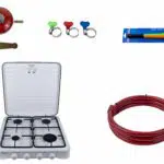 Pachet aragaz 4 ochiuri, 55X50cm, ceas pentru butelie, 2m furtun pentru gaz, 3 x coliere pentru furtun, aprinzator, alb / ZLN 7079W_A