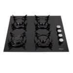 Pachet plita incorporabila (0058), gaz butelie sau gaz natural (duze de schimb incluse), 59x51 cm, aprindere electrica, sticla neagra si hota perete 2 motoare Inox (9676), 2 x 95w / SET 30006 - imagine 2