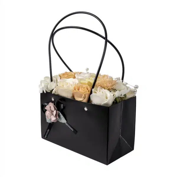 Aranjament floral cu trandafiri multicolori din sapun / CD2570-Crem - imagine 2