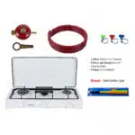 Pachet aragaz 3 ochiuri, 62x36 cm. (ceas pentru butelie, 2 m furtun pentru gaz, 3 coliere pentru furtun, aprinzator, culoare: alb) cod: ZLN 0032W_A