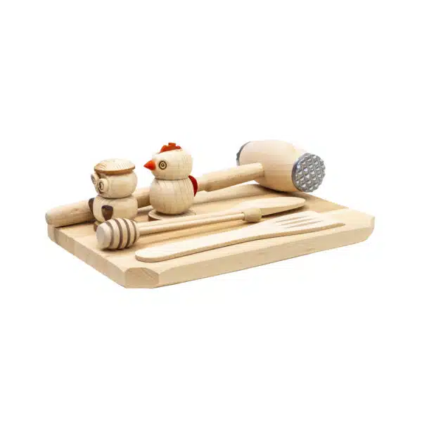 Set tocator dreptunghiular din lemn de fag, 7 piese, 30x20x2cm / 1512 - imagine 3