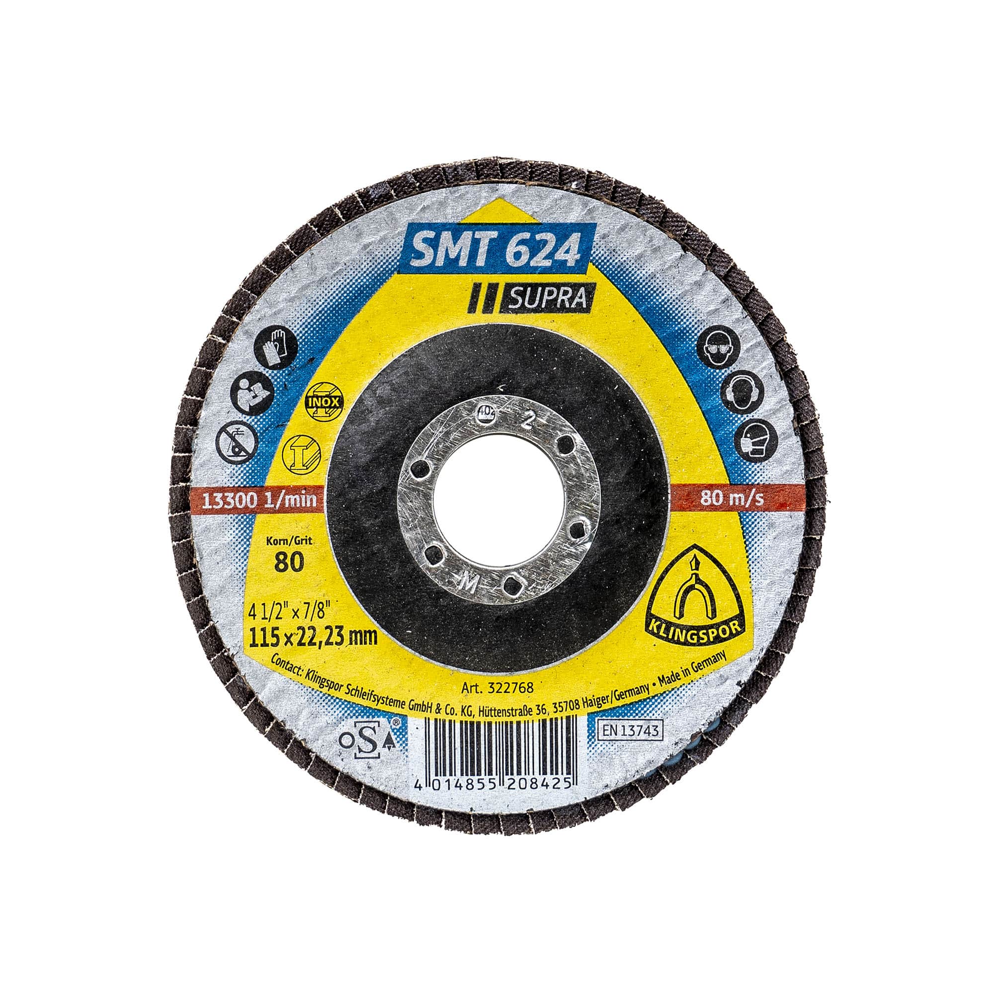 Disc lamelar frontal Klingspor SMT 624 Supra, P80 115X22.23 mm