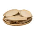 Set 6 farfurii din lemn si un platou pentru servit rotund / EXT 6082