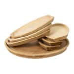 Set 6 farfurii din lemn si un platou pentru servit rotund / EXT 6082 - imagine 2