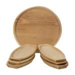 Set 6 farfurii din lemn si un platou pentru servit rotund / EXT 6082 - imagine 3