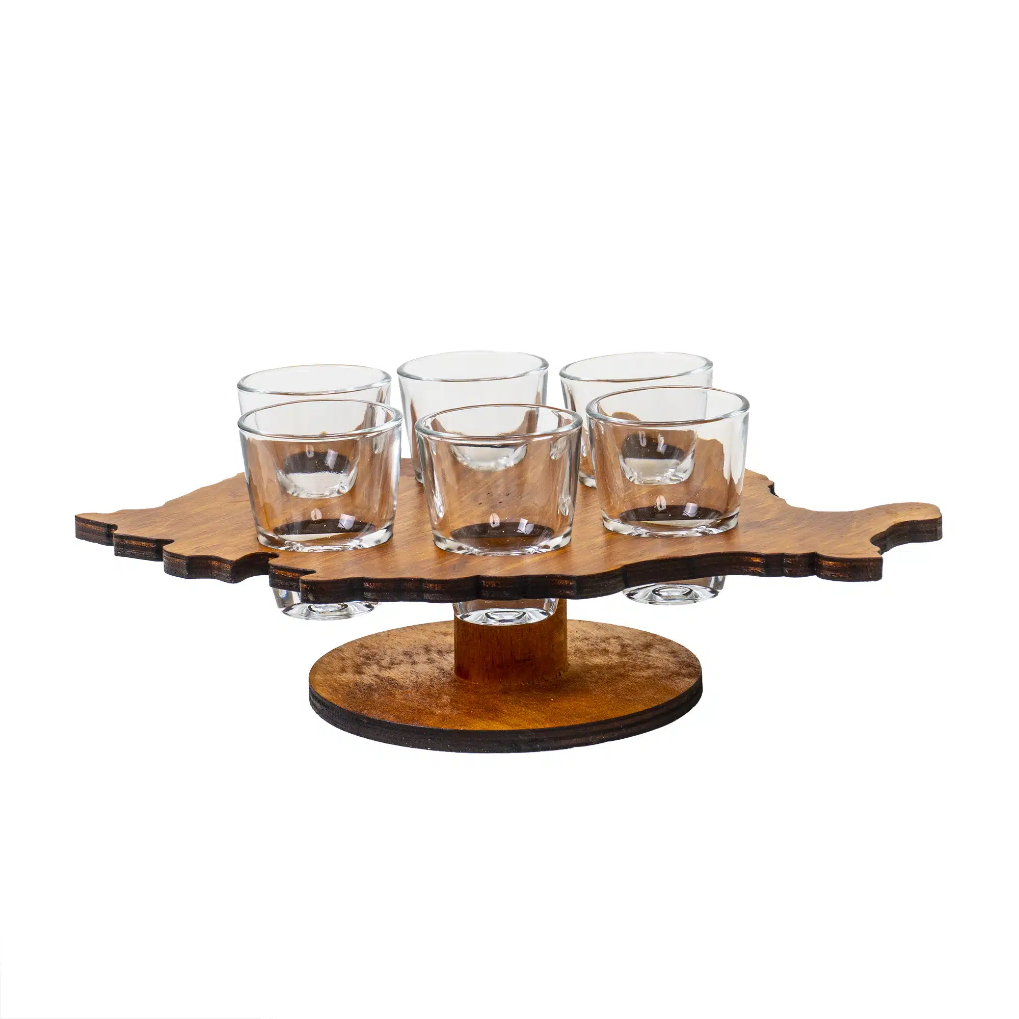 EXT 7125_1 Set 6 pahare, cu suport lemn in forma de harta cu picior, 30ml / EXT 7125_1 - imagine 1