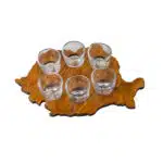 Set 6 pahare, cu suport lemn in forma de harta cu picior, 30ml / EXT 7125_1 - imagine 3