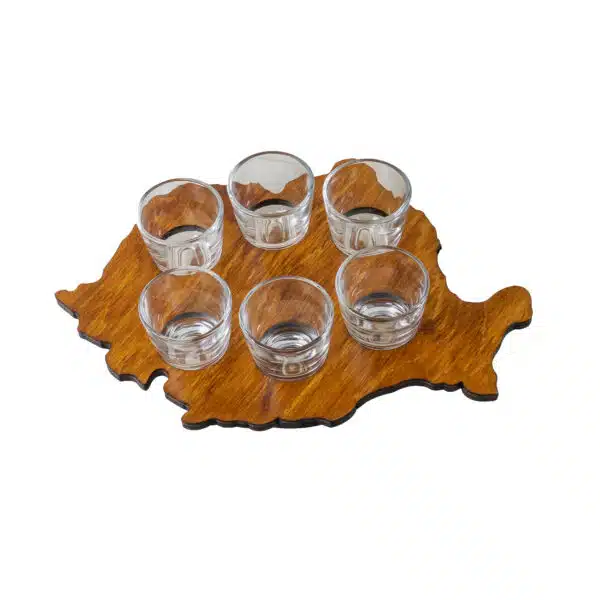 Set 6 pahare, cu suport lemn in forma de harta cu picior, 30ml / EXT 7125_1 - imagine 3