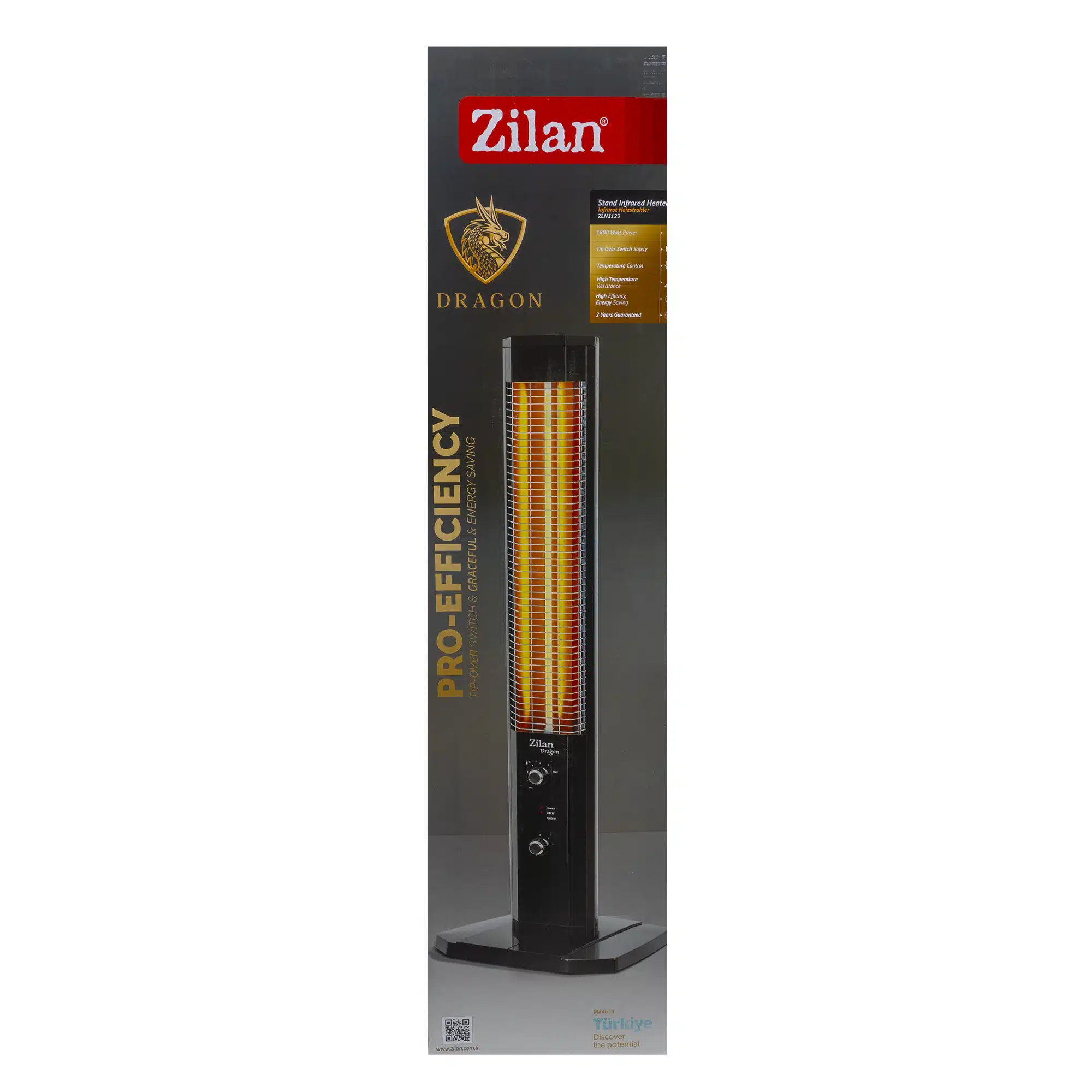 Radiator Dragon cu infrarosu vertical, 1800 W, negru ZLN 3123
