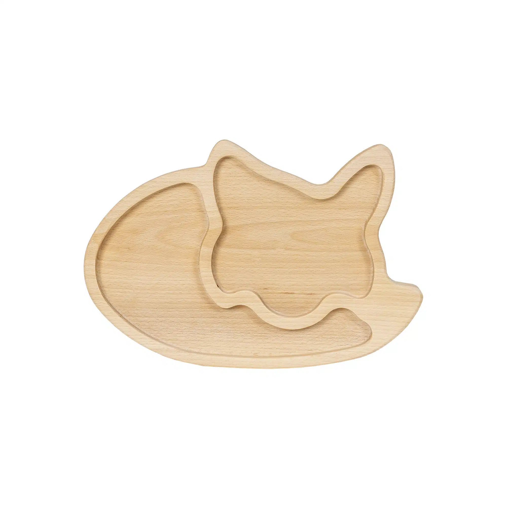 EXT 7264_4 Platou din lemn de fag pentru copii, forma pisica, 29x20x2cm / EXT 7264_1 - imagine 1