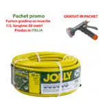 Pachet promo - furtun gradina, armat, cu insertie 1/2, lungime 50 metri, galben, flexibil, rezistent la radiatii UV si la frig + pistol de udat / EXT 9662_1