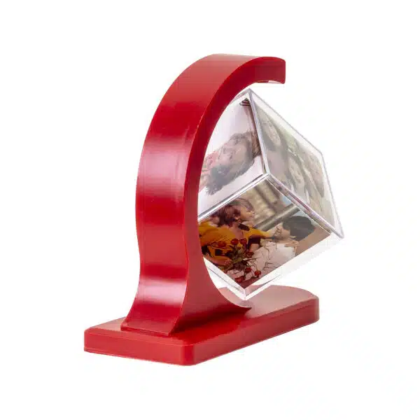 Rama foto, in forma de cub, magnetic rotativ cu 6 poze, rosu / CD3521_ROSU - imagine 5