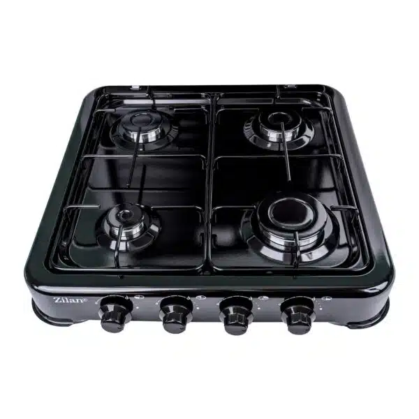 Pachet Aragaz 4 ochiuri, 55X50cm, Ceas pentru butelie,  2m furtun pentru gaz, 3 x coliere pentru furtun, aprinzator, negru / ZLN 7079B_N - imagine 5