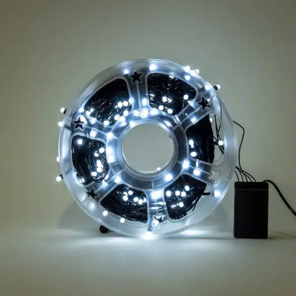 Instalatie de craciun liniara, pentru interior, 50m, 240 leduri, 8 jocuri de lumini, fir negru, lumina alba / EXT 10390_2 - imagine 2