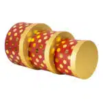 Set 3 cutii cu forma rotund, rosu cu buline aurii / CD4955-rosu - imagine 2