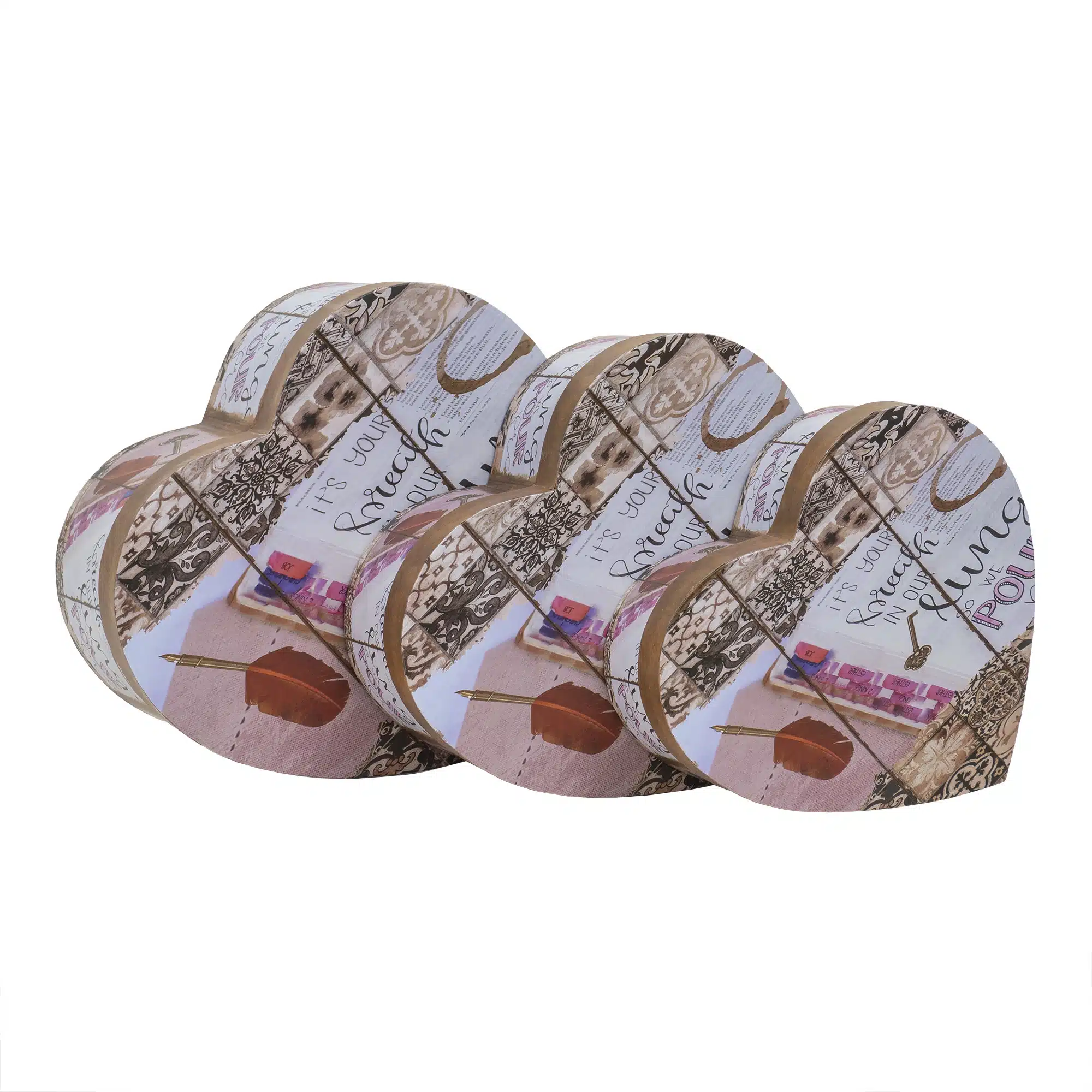CD4416_2 Set 3 cutii in forma de inima, cu model / CD4416_2 - imagine 1