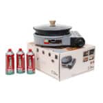 Pachet aragaz camping, cu oala si capac de sticla, putere 2.3kw, aprindere electrica, gri + 3 butelii 410ml / ZTS 5613_1 - imagine 2