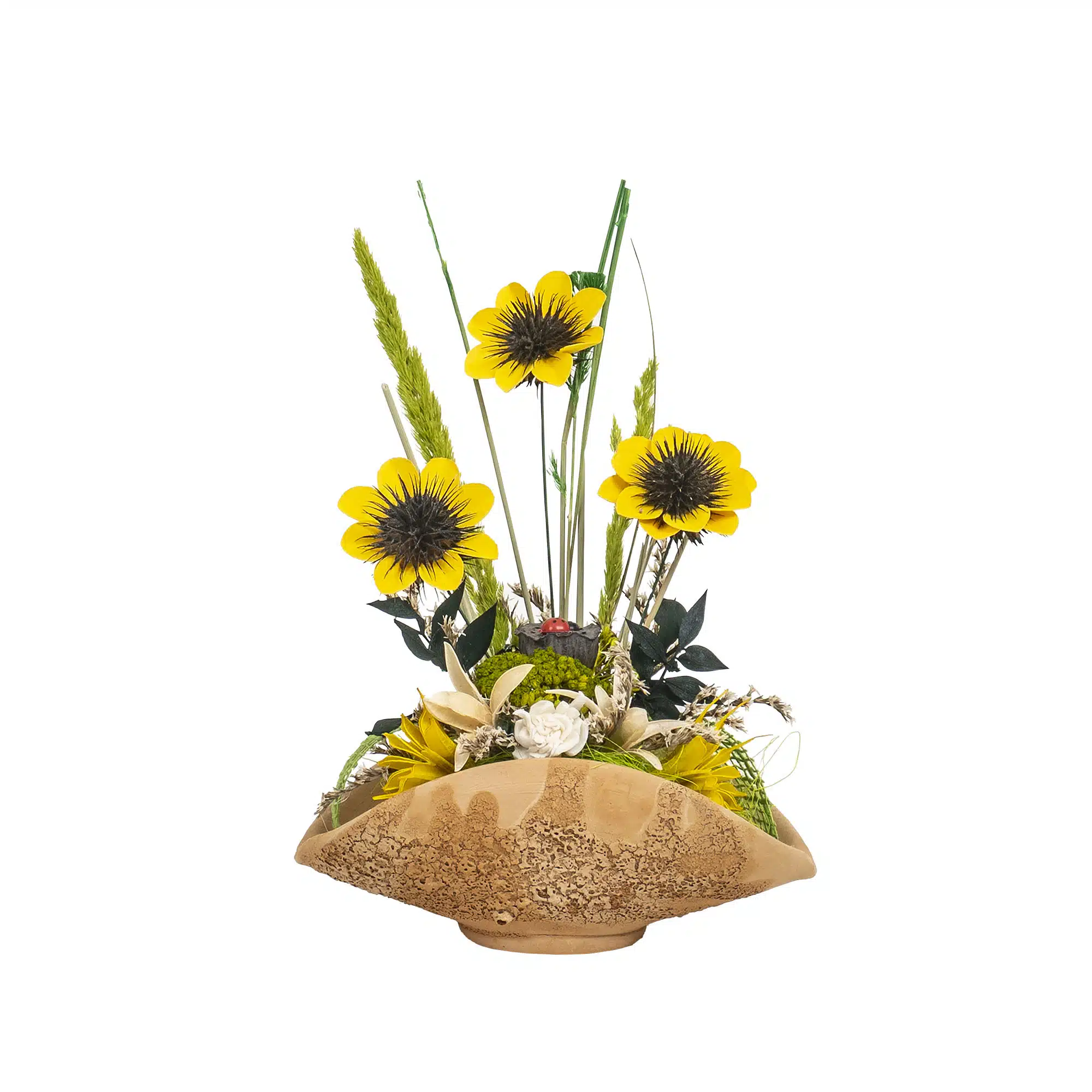 EXT 10164_1 Aranjament, cosulet din ceramica cu flori / EXT 10164_1 - imagine 1