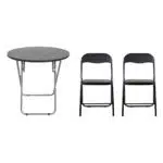 Masa plianta rotunda cu blat mdf, dimensiuni 70x70cm, negru plus 2 x scaun bucatarie pliant (DSY 1115) / ZLN 6937_2S