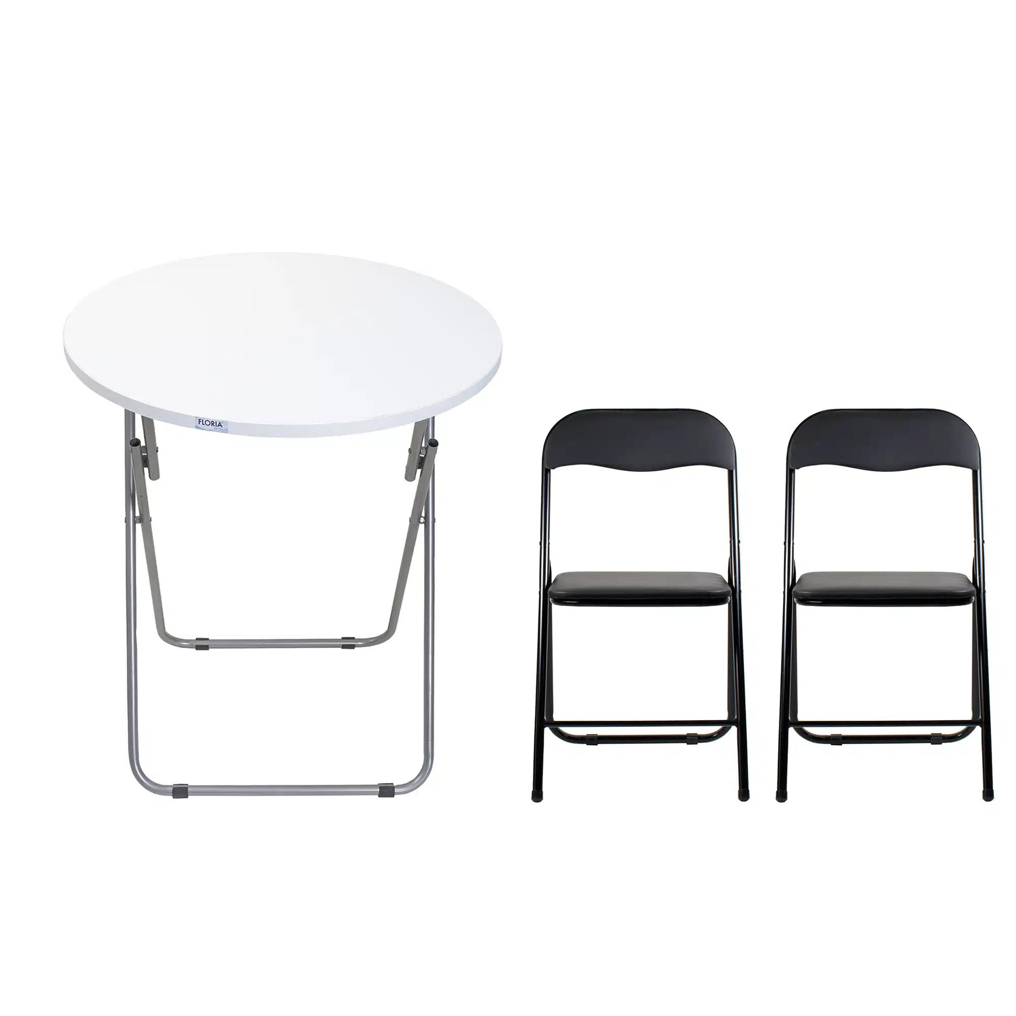 ZLN 6968_S2_1 Masa plianta rotunda cu blat mdf, dimensiuni 60x65cm, alb (ZLN 6968) plus 2 x scaun bucatarie pliant (DSY 1115) / ZLN 6968_2S - imagine 1
