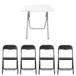 Masa plianta cu blat mdf, dimensiuni 60x60x72cm, alb (ZLN 7002) plus 4 x scaun bucatarie pliant (DSY 1115) / ZLN 7002_4S