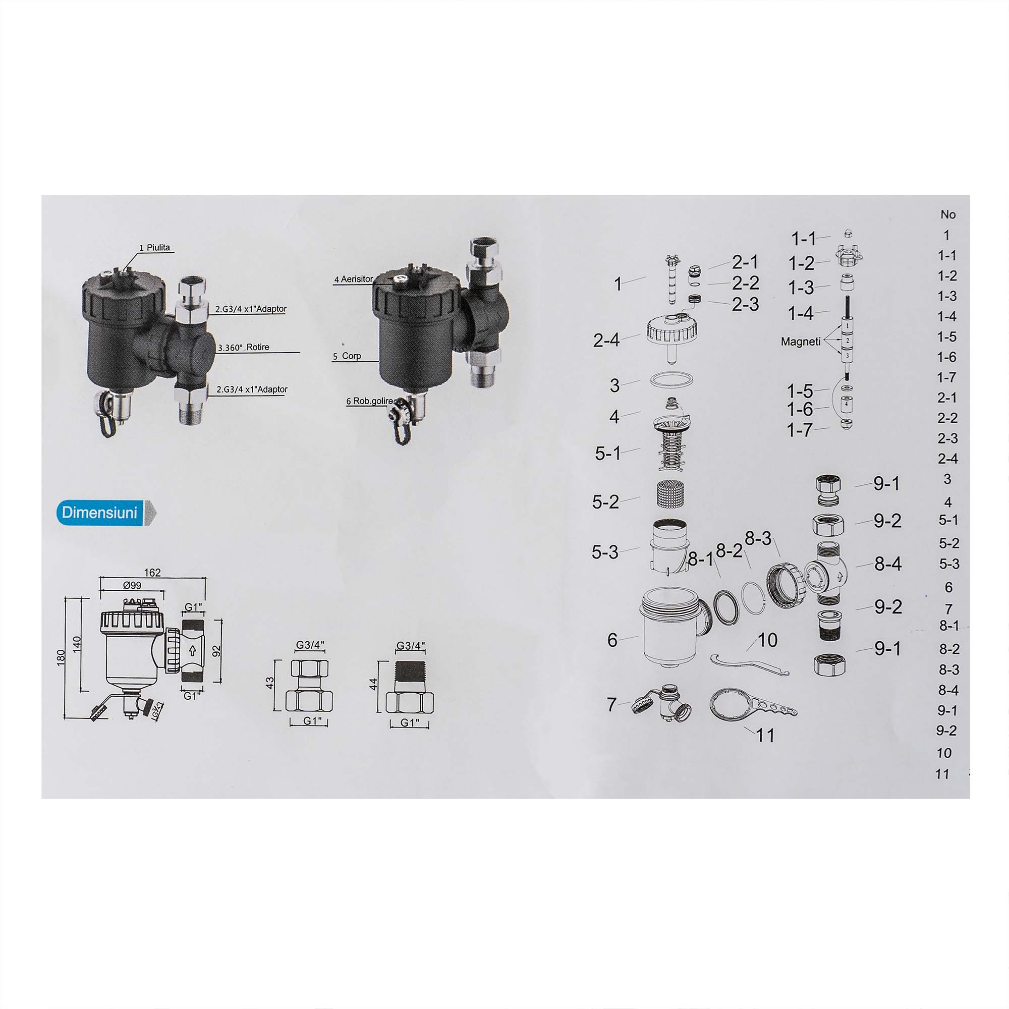 EXT 10751_5 Filtru anti-magnetita, 1 miez magnetic, 11000 Gauss / EXT 10751 - imagine 5