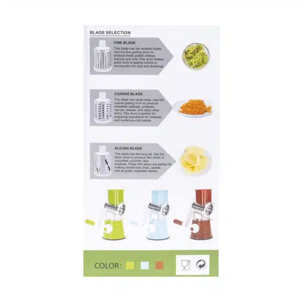 Razatoare manuala cu manivela pentru fructe si legume, 3 lame interschimbabile / ZTS 5673 - imagine 5