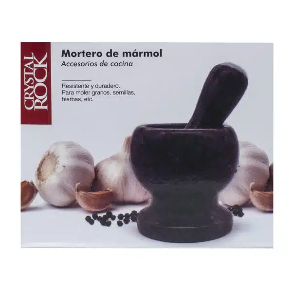 Mojar cu pistil, din marmura, diametru 10cm, inaltime 10.5cm, negru / ZTS 8044 - imagine 3