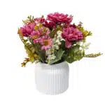 Aranjament floral, in ghiveci din ceramica, H 20, model crizantema, culoare roz / ZTS 8056 - imagine 2