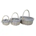 Set 3 cosuri de rachita ovale, gri inchis plus material textil / ZTS 8004