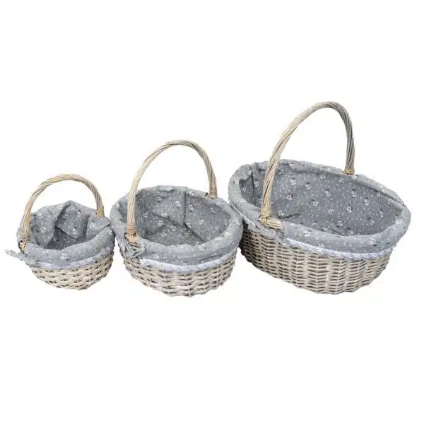 Set 3 cosuri de rachita ovale, gri inchis plus material textil / ZTS 8004 - imagine 3