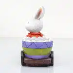 Decoratiune pentru gradina, din rasina, model iepure cu carucior, suport pentru flori, inaltime 23cm, alb / ZTS 8073 - imagine 4