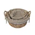 Set 3 cosuri de rachita rotunde, cu manere, maro deschis plus material textil / ZTS 8428 - imagine 2