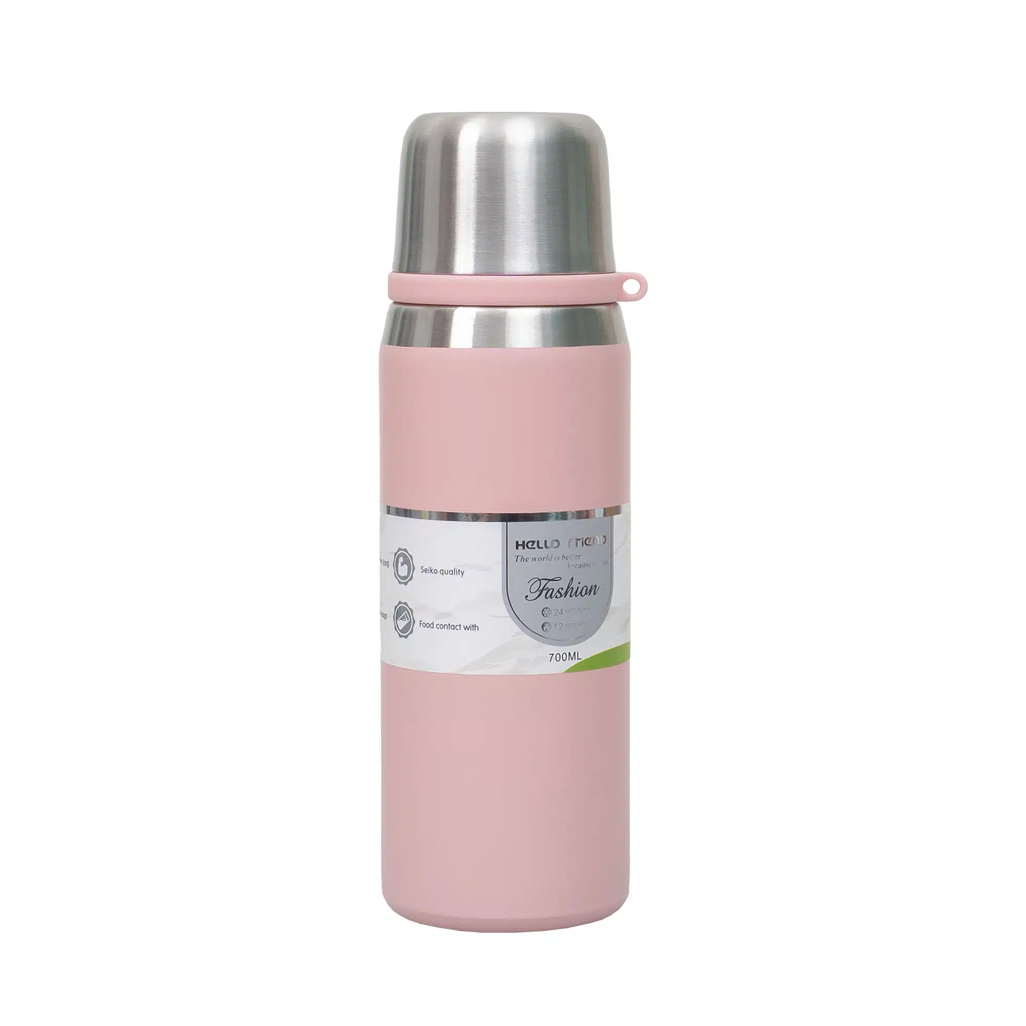 ZTS 8442_3 Termos interior inox, capacitate 700ml, cu capac inox, roz / ZTS 8442_2 - imagine 1