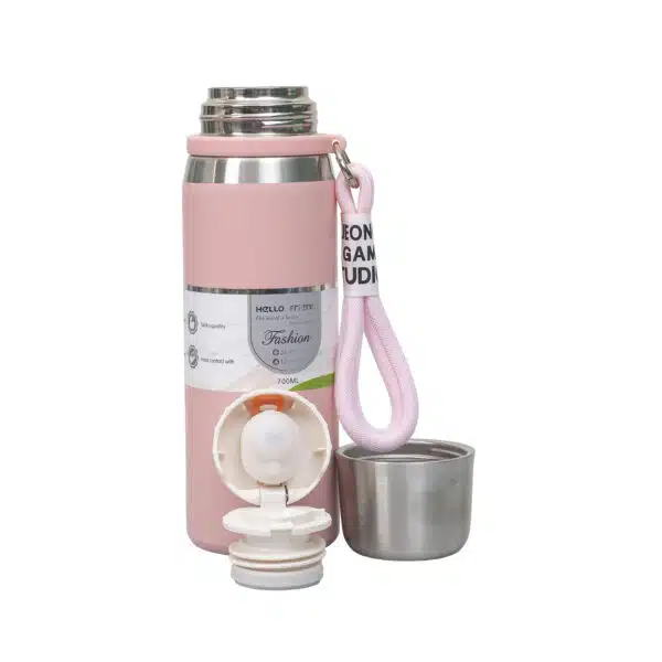 Termos interior inox, capacitate 700ml, cu capac inox, roz / ZTS 8442_2 - imagine 2