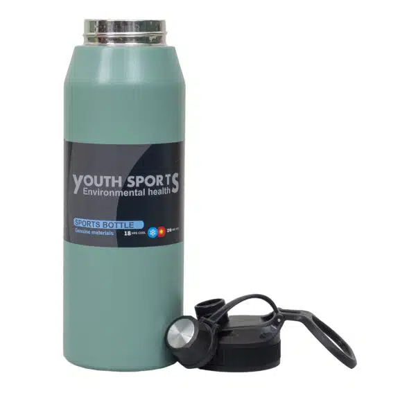 Termos YOUTH SPORTS, interior inox, capacitate 1L, model sticla, verde / ZTS 8446 - imagine 2