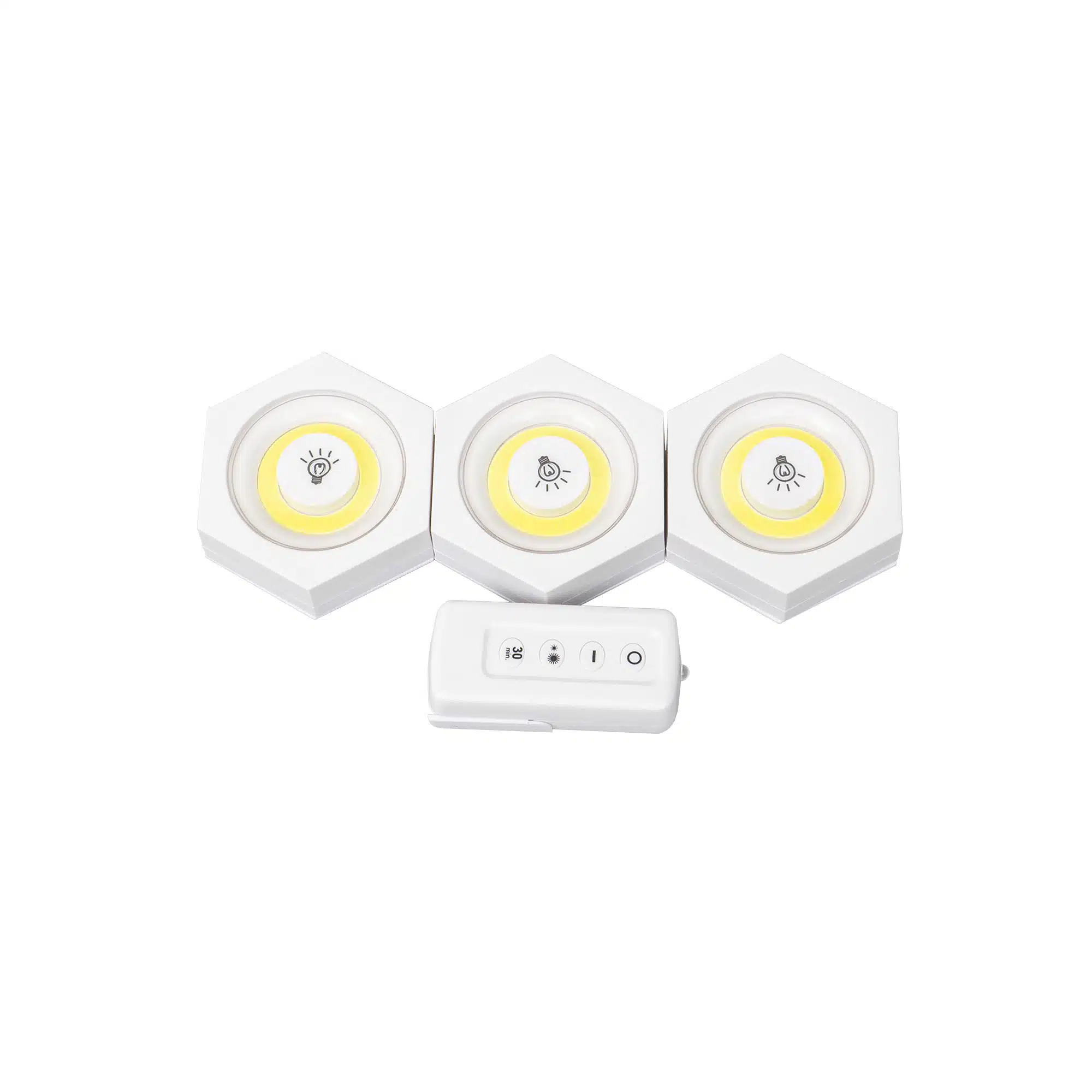 ZTS 8222_2 Set 3 lampi cu LED si telecomanda pentru mobila, autoadezive, hexagon Z-TOOLS / ZTS 8222 - imagine 1
