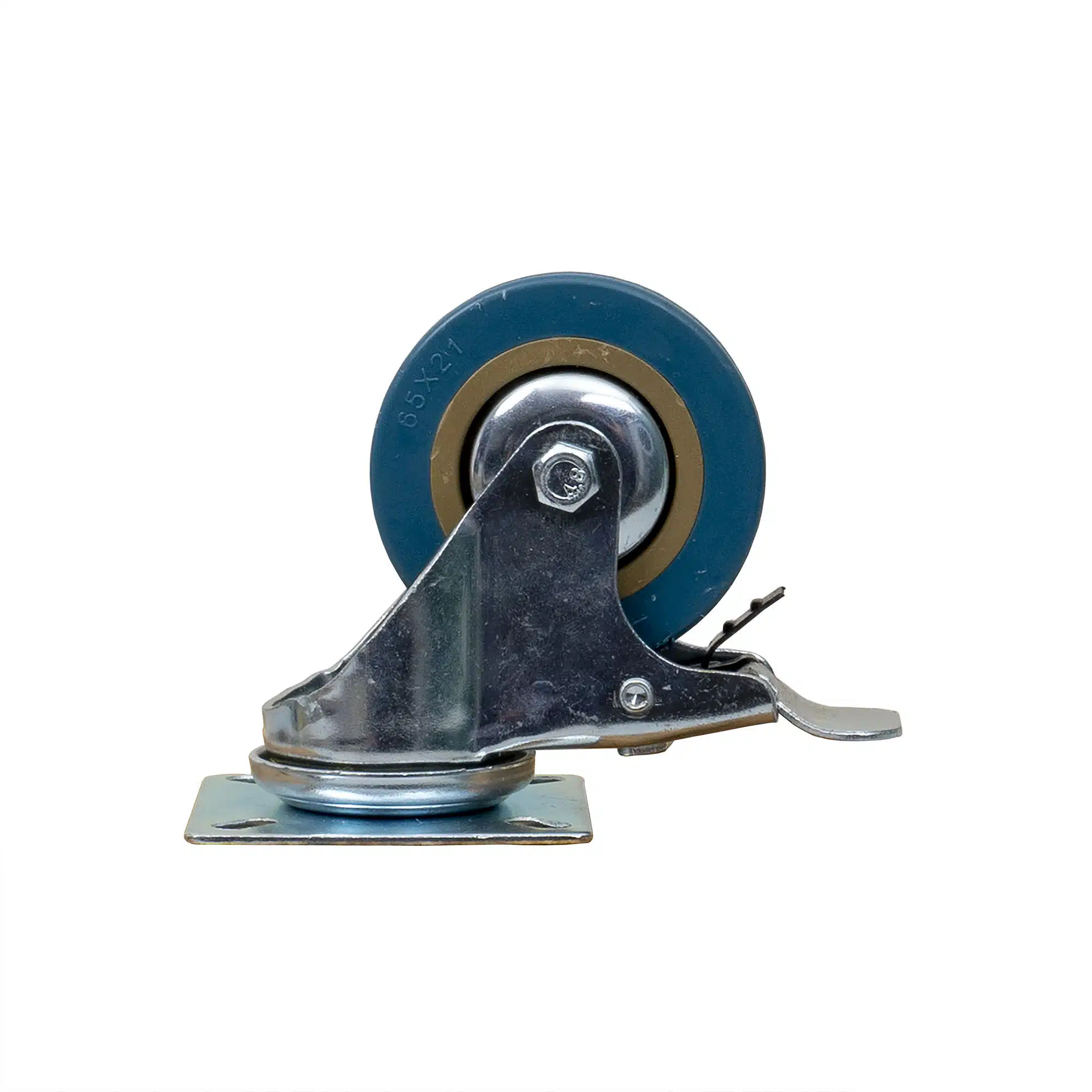 ZTS 8121_1 Roata pentru mobila, rola de cauciuc, pivotanta cu frana 2.5 inchi, albastru Z-TOOLS / ZTS 8121 - imagine 1