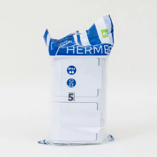 Priza dubla alba cu capac HERMES, 16A/250, IP44 / ELPL-0325-02 - imagine 2