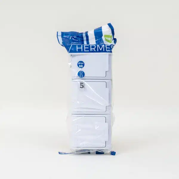 Priza tripla alba cu capac HERMES, 16A/250, IP44 / ELPL-0326-02 - imagine 2